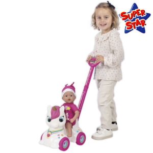 Trotteur Licorne avec Poupon 37 cm